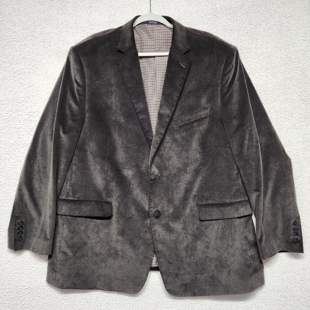 Saddlebred Mens Corduroy Blazer Coat Size 48R Chocolate Brown 2 Button Academia